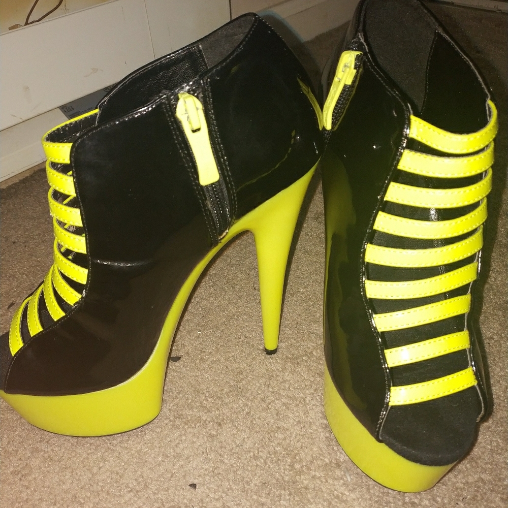 Neon and Black Stilettos